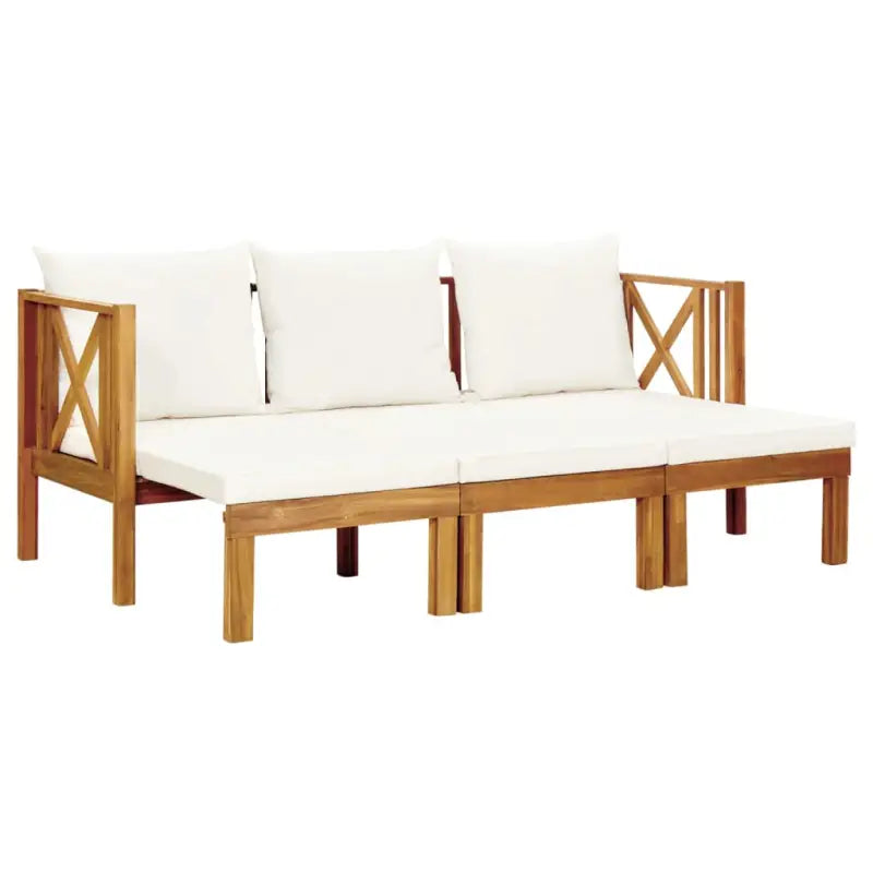 Houten tuinbank van massief acaciahout voor binnen en buiten - Crème / 179 cm / 1 - Tuinbanken