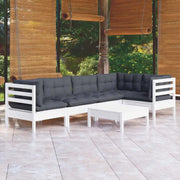 Houten tuinmeubelset met massief grenenhout en comfortabele zijkussens - Wit - Tuinsets