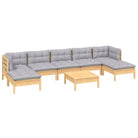 Houten tuinmeubelset met massief grenenhout en comfortabele kussens - Bruin en grijs - Tuinsets