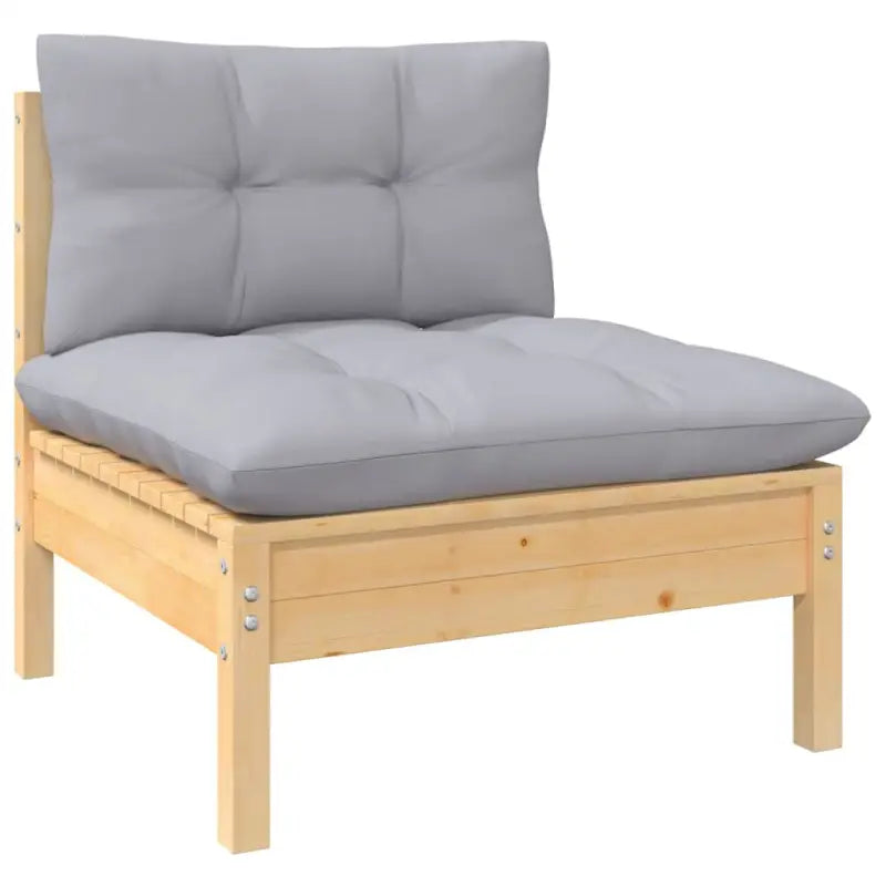 Houten tuinmeubelset met massief grenenhout en comfortabele kussens - Bruin en grijs - Tuinsets