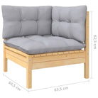 Houten tuinmeubelset met massief grenenhout en comfortabele kussens - Bruin en grijs - Tuinsets