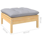 Houten tuinmeubelset met massief grenenhout en comfortabele kussens - Bruin en grijs - Tuinsets
