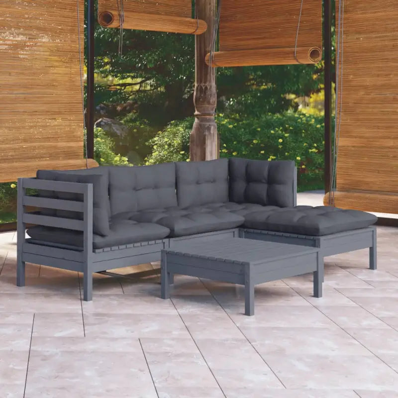 Houten tuinmeubelset met massief grenenhout en comfortabele kussens - Tuinsets