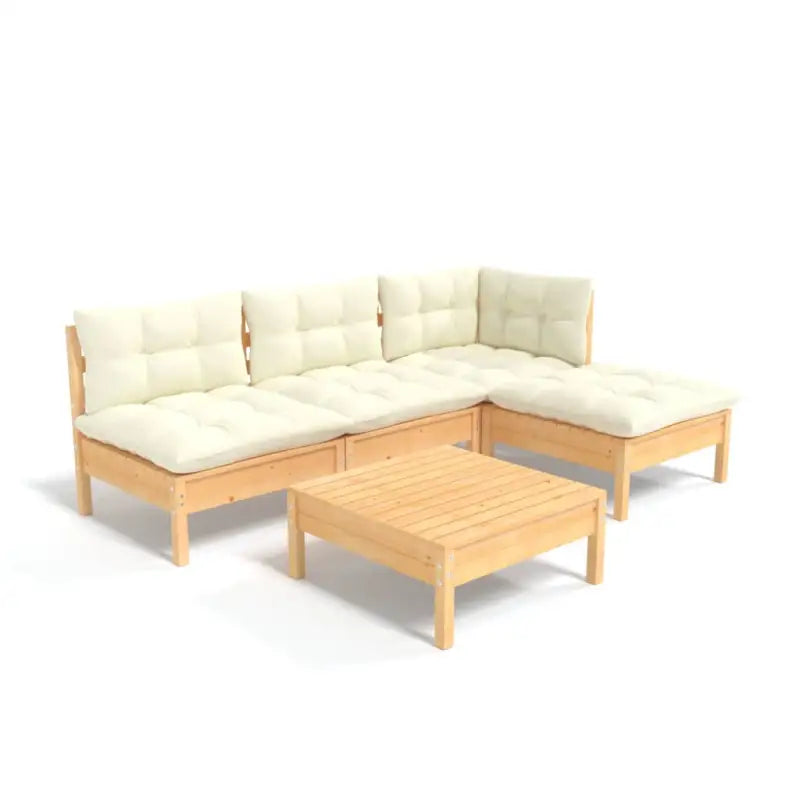 Houten tuinmeubelset met massief grenenhout en comfortabele kussens - Tuinsets