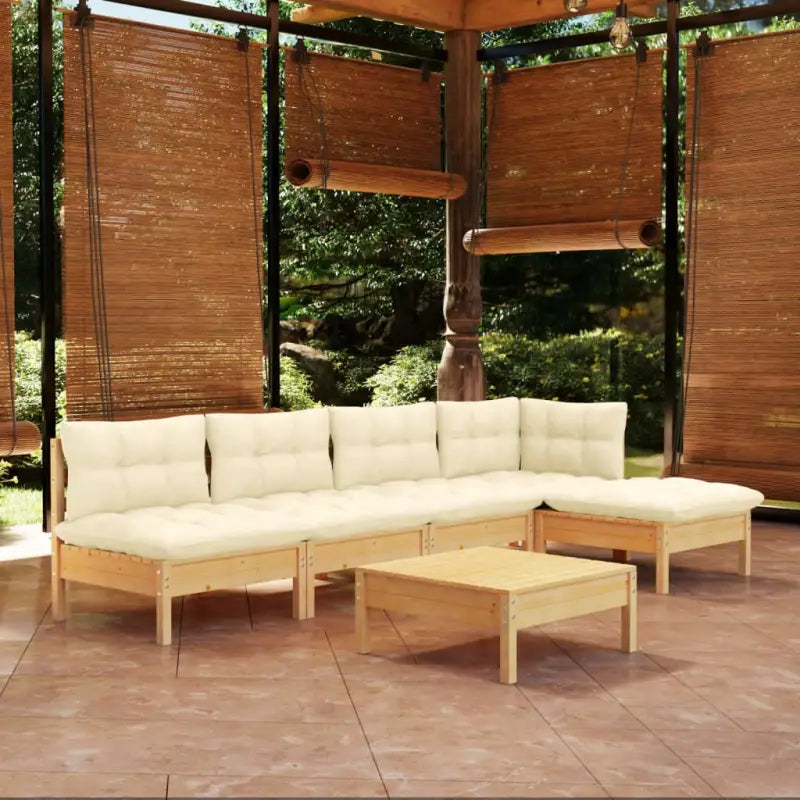 Houten tuinmeubelset met massief grenenhout en comfortabele kussens - Tuinsets