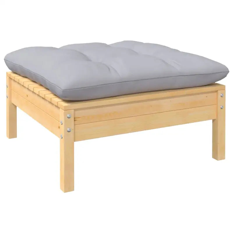 Houten tuinmeubelset met massief grenenhout en comfortabele kussens - Bruin en grijs - Tuinsets