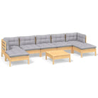 Houten tuinmeubelset met massief grenenhout en comfortabele kussens - Bruin en grijs - Tuinsets