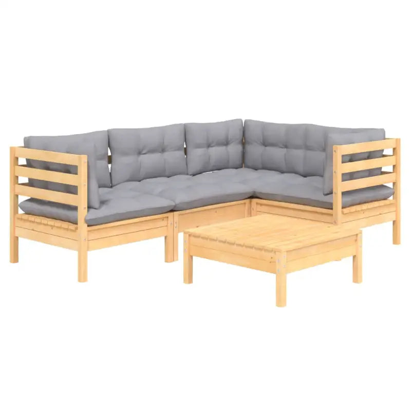 Houten tuinmeubelset met massief grenenhout en comfortabele rug- en zijkussens - Tuinsets
