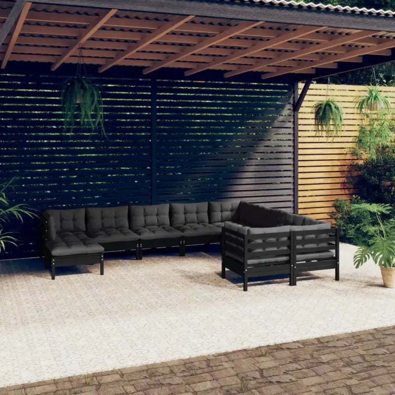 Houten tuinmeubelset met massief grenenhout en comfortabele rug- en zijkussens - Tuinsets