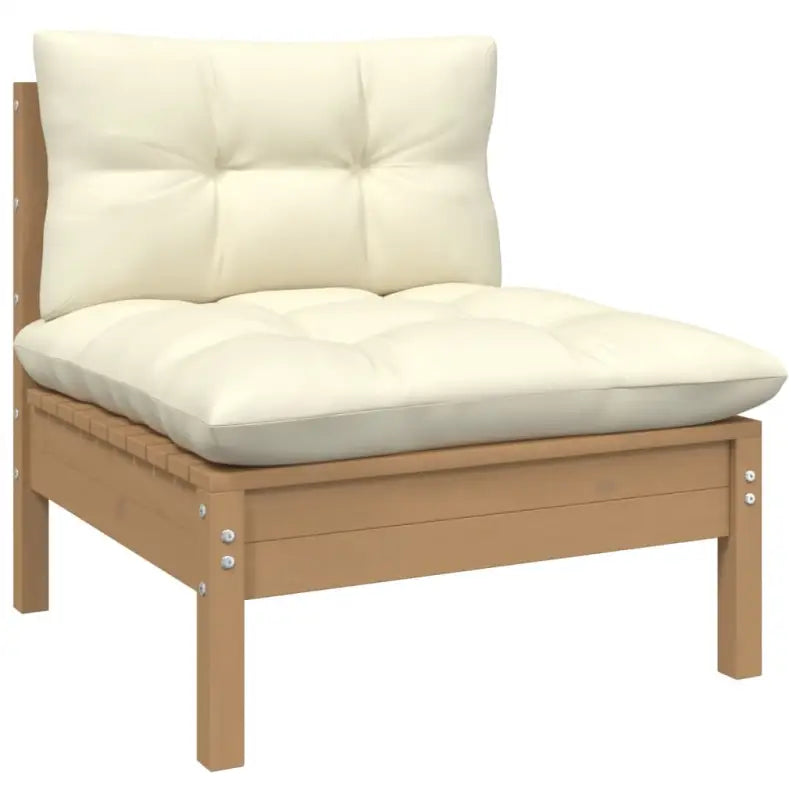 Houten tuinmeubelset met massief grenenhout en comfortabele rug en zijkussen - Tuinsets