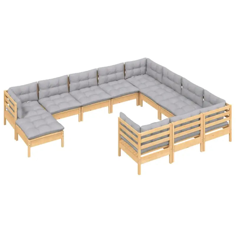Houten tuinmeubelset met massief grenenhout en comfortabele rug en zijkussen - Tuinsets