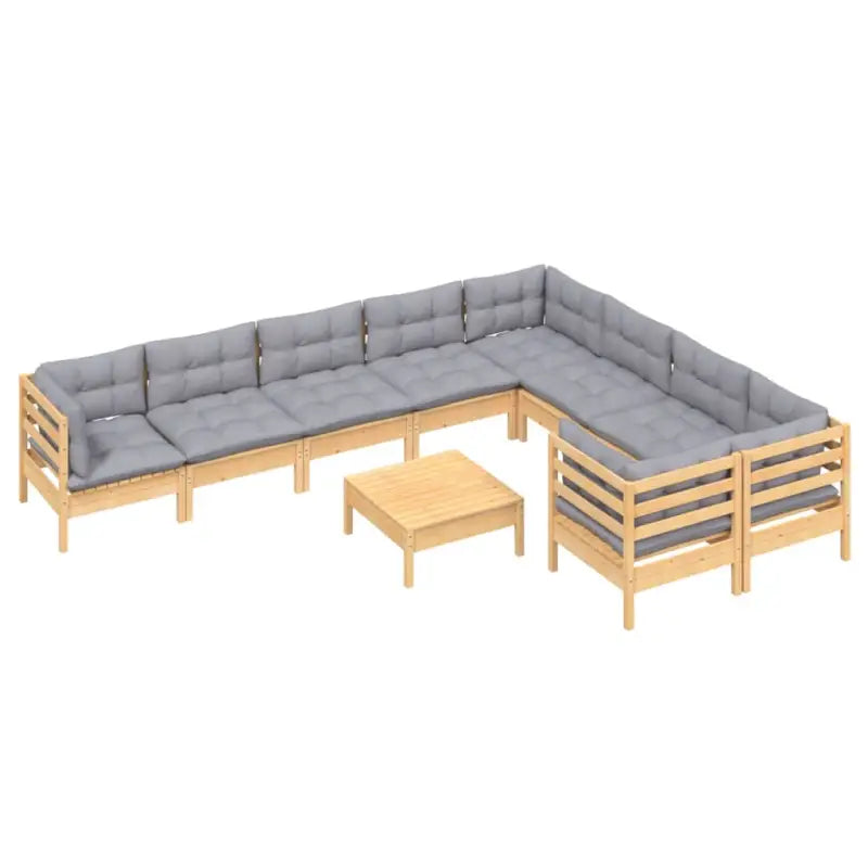 Houten tuinmeubelset met massief grenenhout en comfortabele rug- en zijkussens - Tuinsets