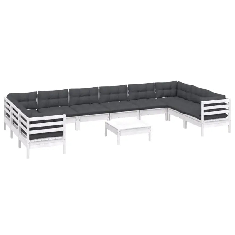 Houten tuinmeubelset met massief Grenenhout en comfortabele rug- en zijkussens - Wit - Tuinsets