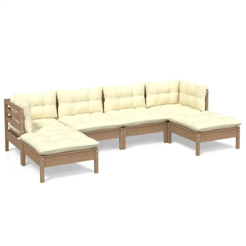 Houten tuinmeubelset met massief grenenhout en comfortabele rug en zijkussen - Tuinsets