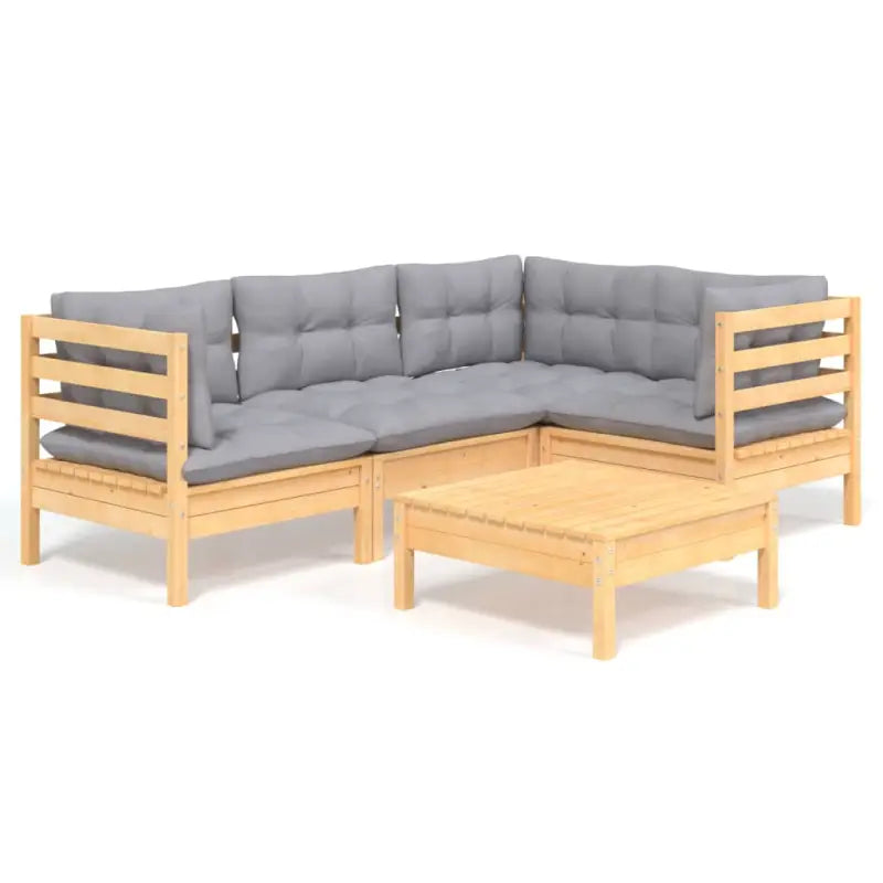 Houten tuinmeubelset met massief grenenhout en comfortabele rug- en zijkussens - Tuinsets