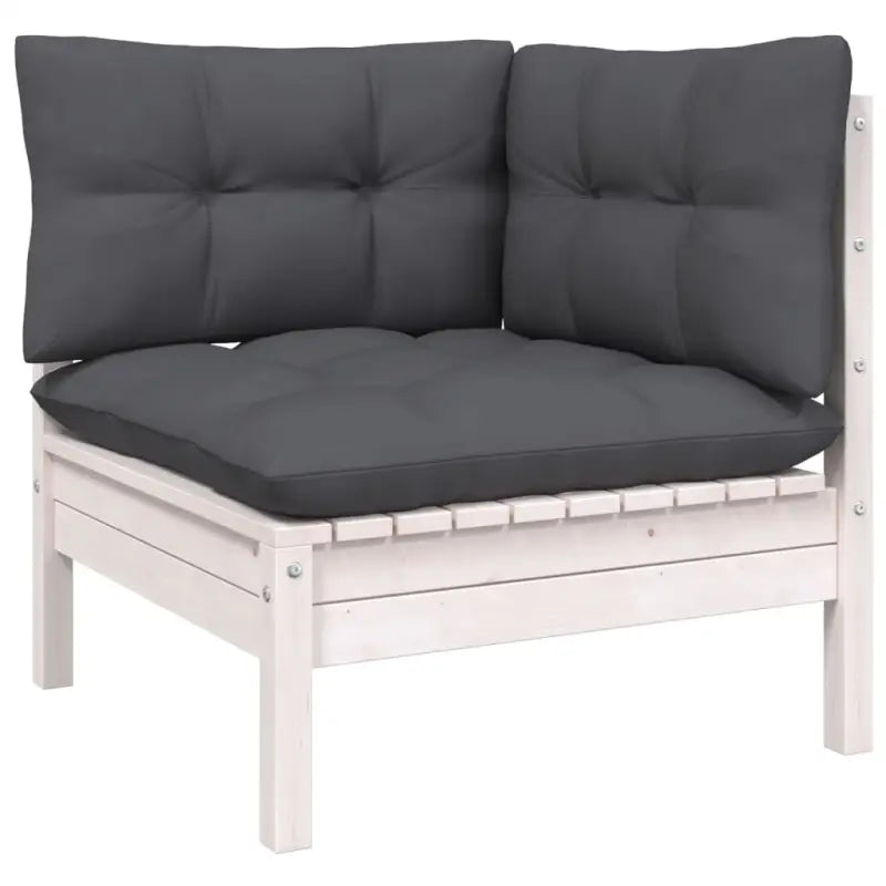 Houten tuinmeubelset met massief Grenenhout en comfortabele rug- en zijkussens - Wit - Tuinsets