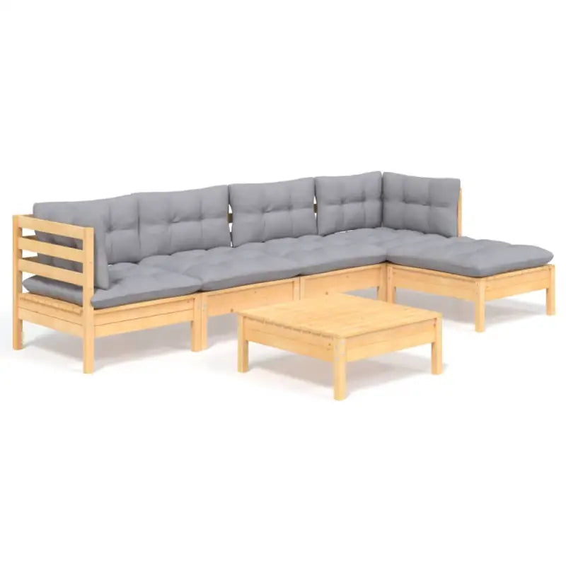 Houten tuinmeubelset met massief grenenhout en comfortabele rug en zijkussens - Tuinsets