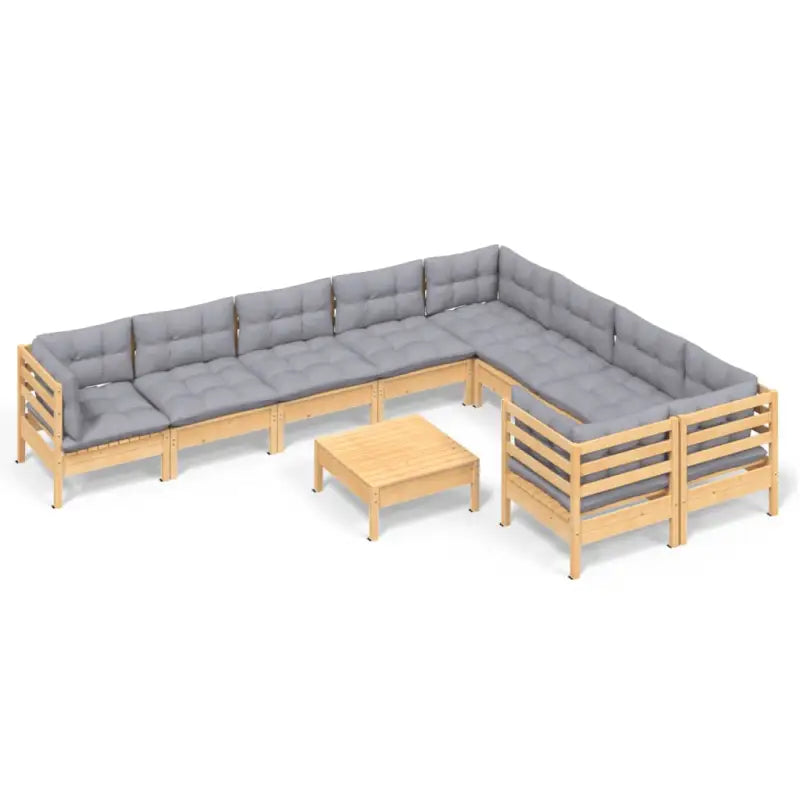 Houten tuinmeubelset met massief grenenhout en comfortabele rug- en zijkussens - Tuinsets