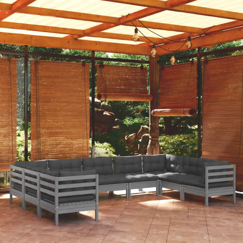 Houten tuinmeubelset met massief grenenhout en rug- en zijkussens - Tuinsets