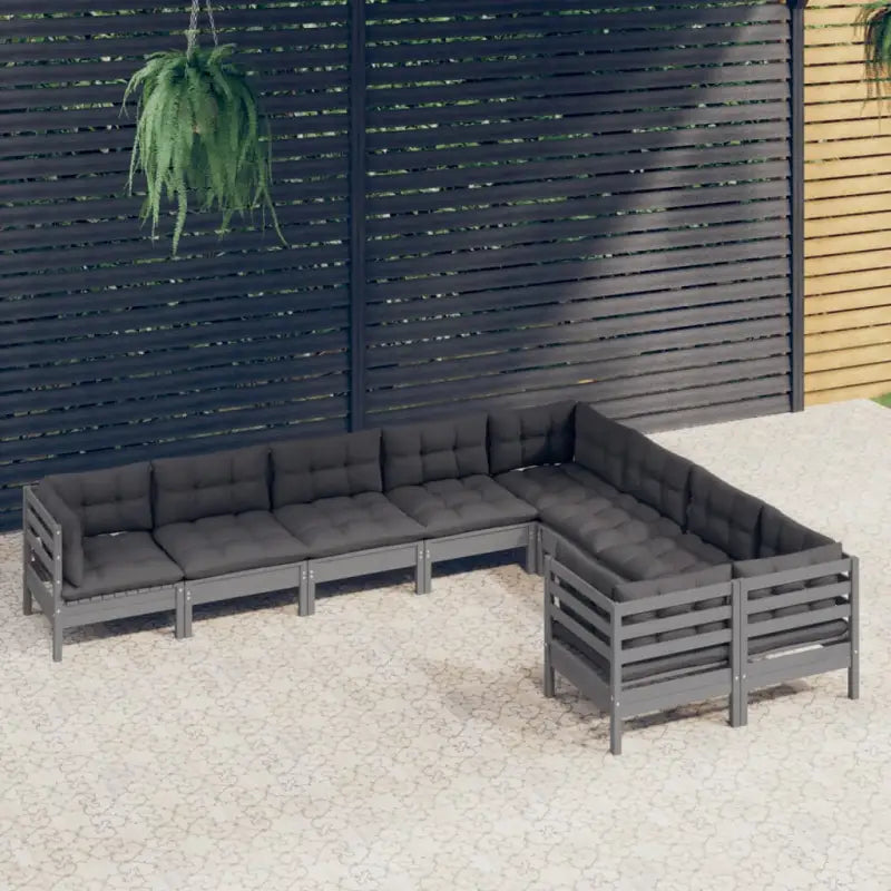 Houten tuinmeubelset met massief grenenhout en rugzijkussen - Grijs - Tuinsets