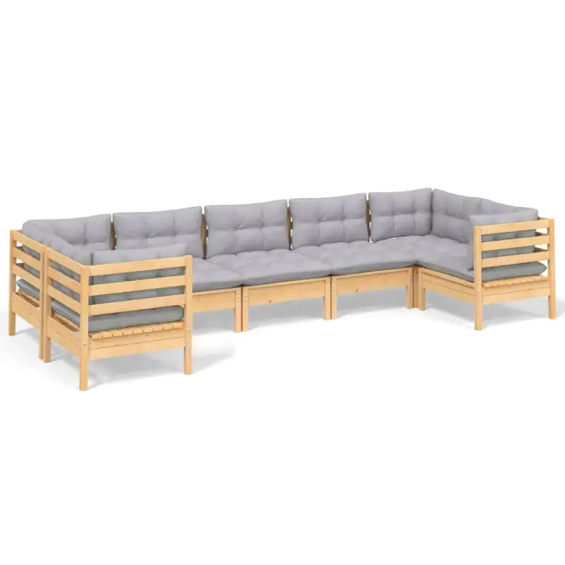 Houten tuinmeubelset van massief grenenhout met comfortabele rug en zijkussen - Tuinsets