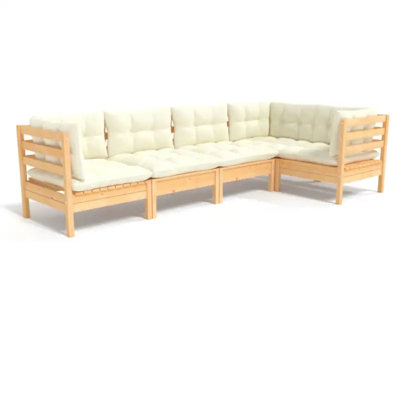 Houten tuinmeubelset van massief grenenhout met comfortabele rug- en zijkussens - Tuinsets