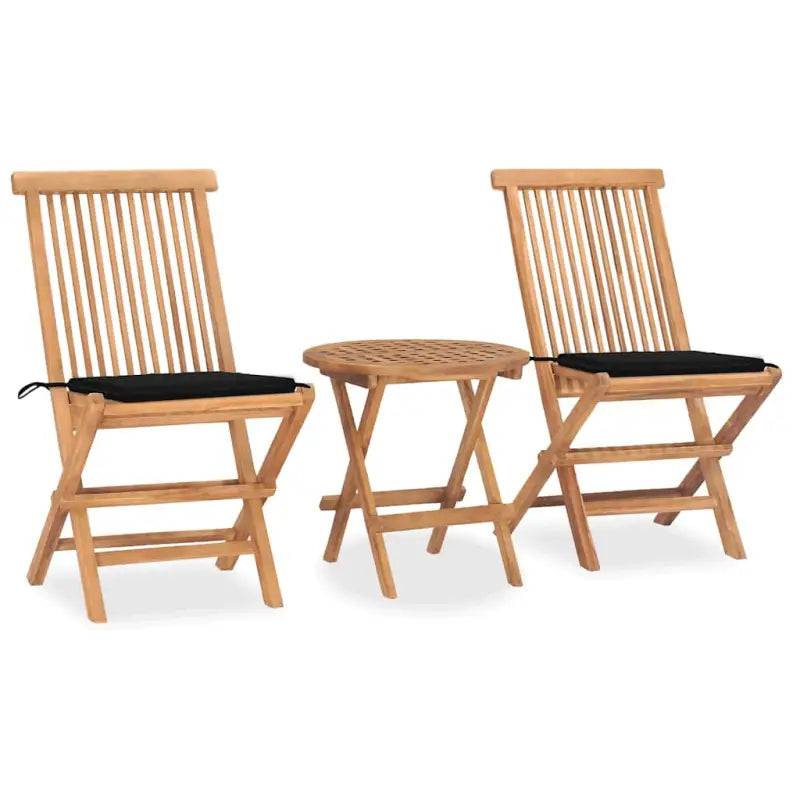 Houten tuinset met fijn geschuurd teakhout en afmetingen voor tafel en stoel - Zwart - Tuinsets
