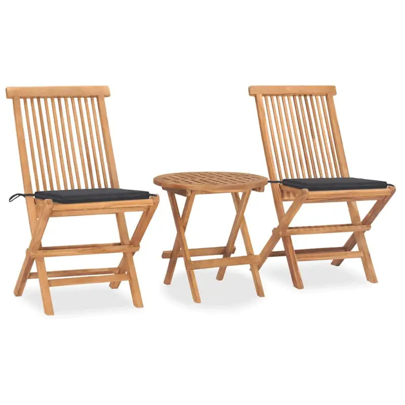 Houten tuinset met fijn geschuurd teakhout en afmetingen voor tafel en stoel - Antraciet - Tuinsets