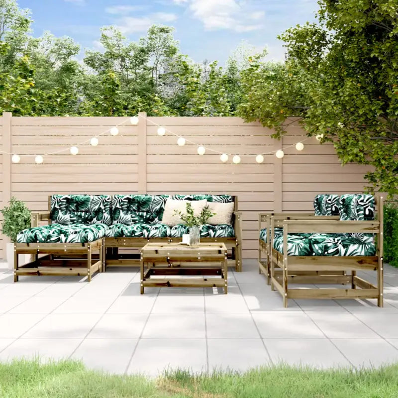 Houten tuinset met geïmpregneerd grenenhout en voetenbank salontafel - Tuinsets