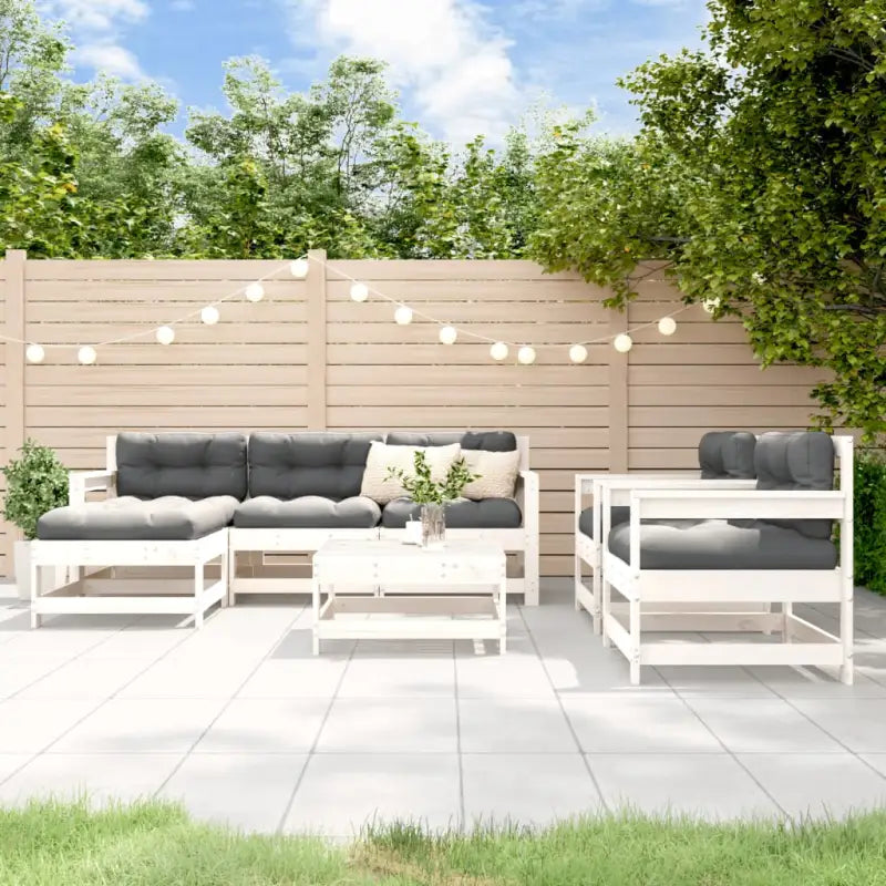 Houten tuinset met geïmpregneerd grenenhout en voetenbank salontafel - Wit - Tuinsets