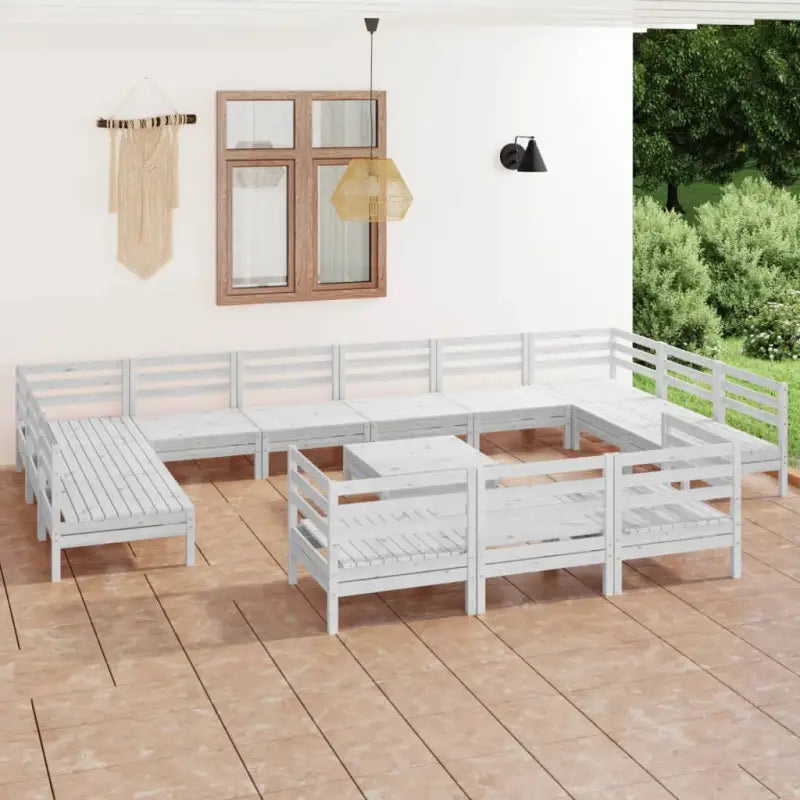 Houten tuinset met massief grenenhout en tafel voetenbank - Tuinsets