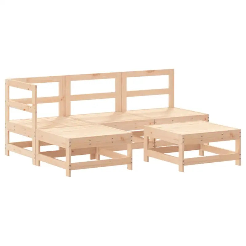 Houten tuinset met massief grenenhout en voetenbank salontafel - Tuinsets