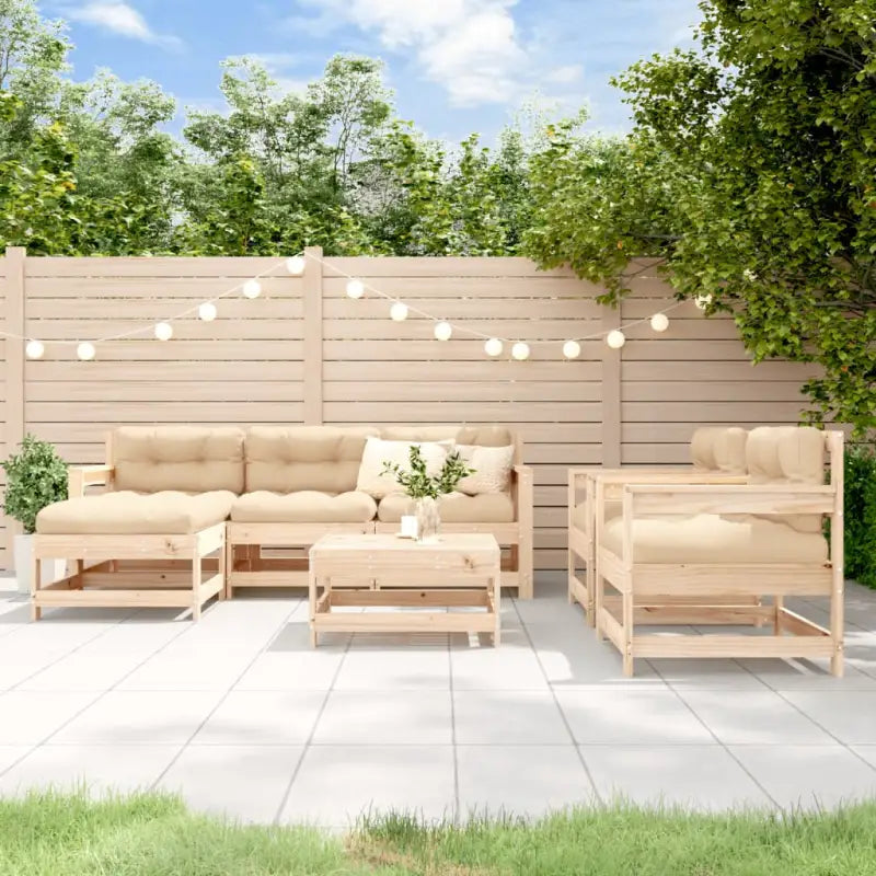 Houten tuinset met massief grenenhout en voetenbank salontafel - Tuinsets