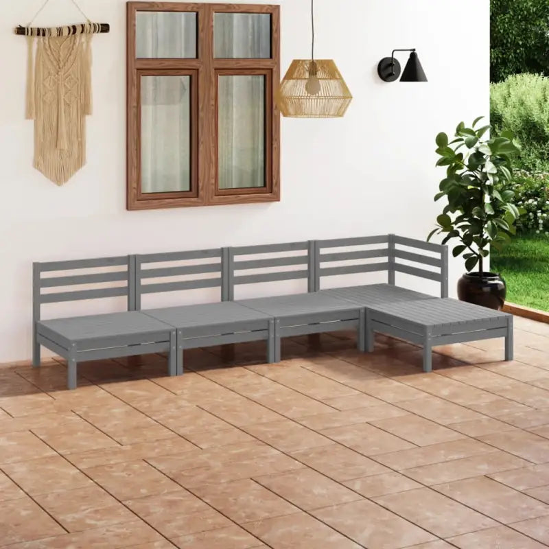 Houten tuinset met massief grenenhout en voetenbank tafel - Tuinsets