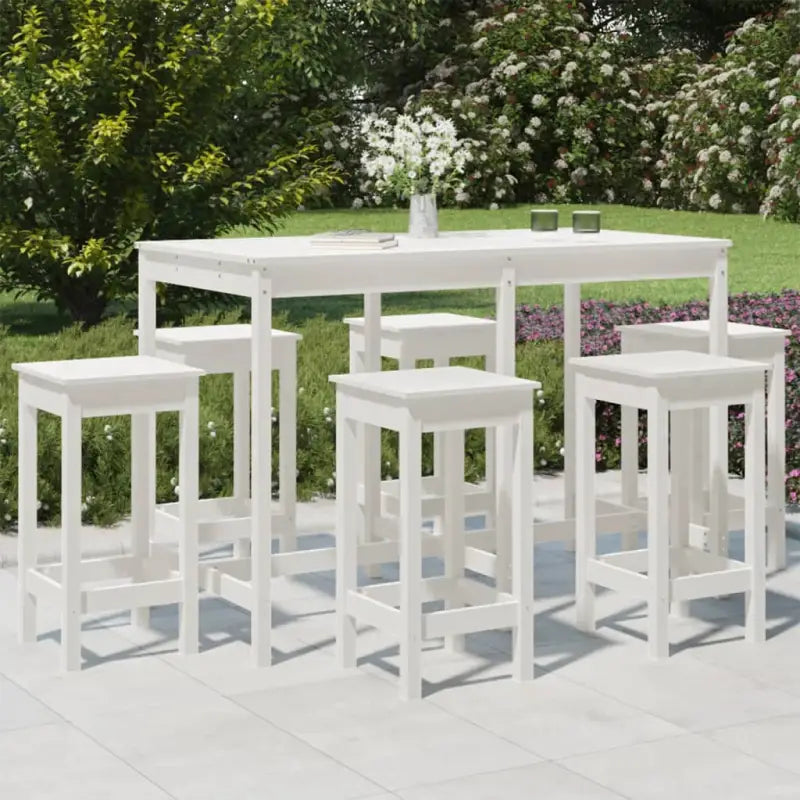 Houten tuinset met massief grenenhout voor gezellige buitenmomenten - Wit - Tuinsets