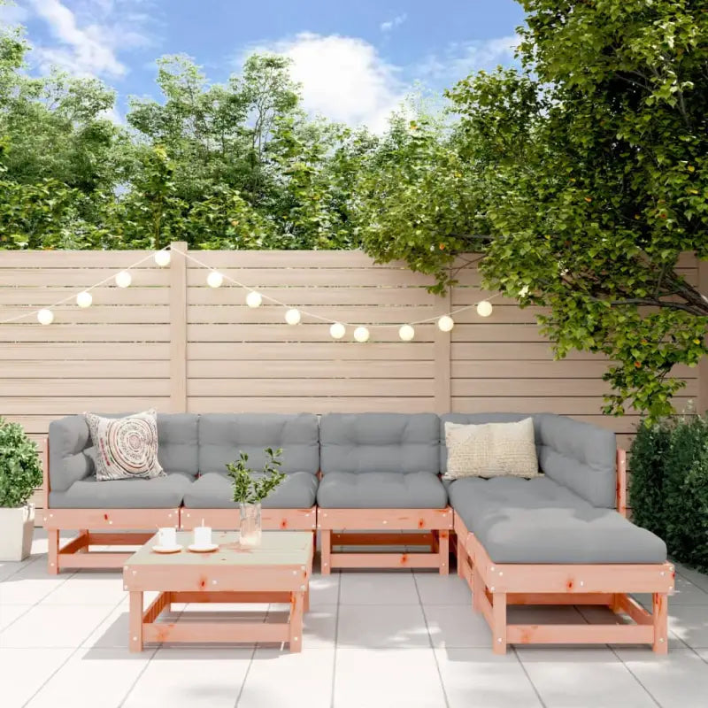 Houten Tuinset met voetenbank en salontafel voor gezellige buitenruimte - Natuurlijk douglashout - Tuinsets