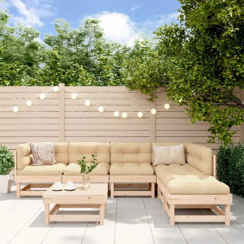 Houten Tuinset met voetenbank en salontafel voor gezellige buitenruimte - Natuurlijk grenenhout - Tuinsets