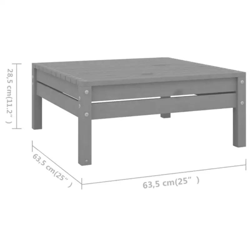 Houten tuinset met voetenbank en tafel van massief grenenhout - Grijs - Tuinsets