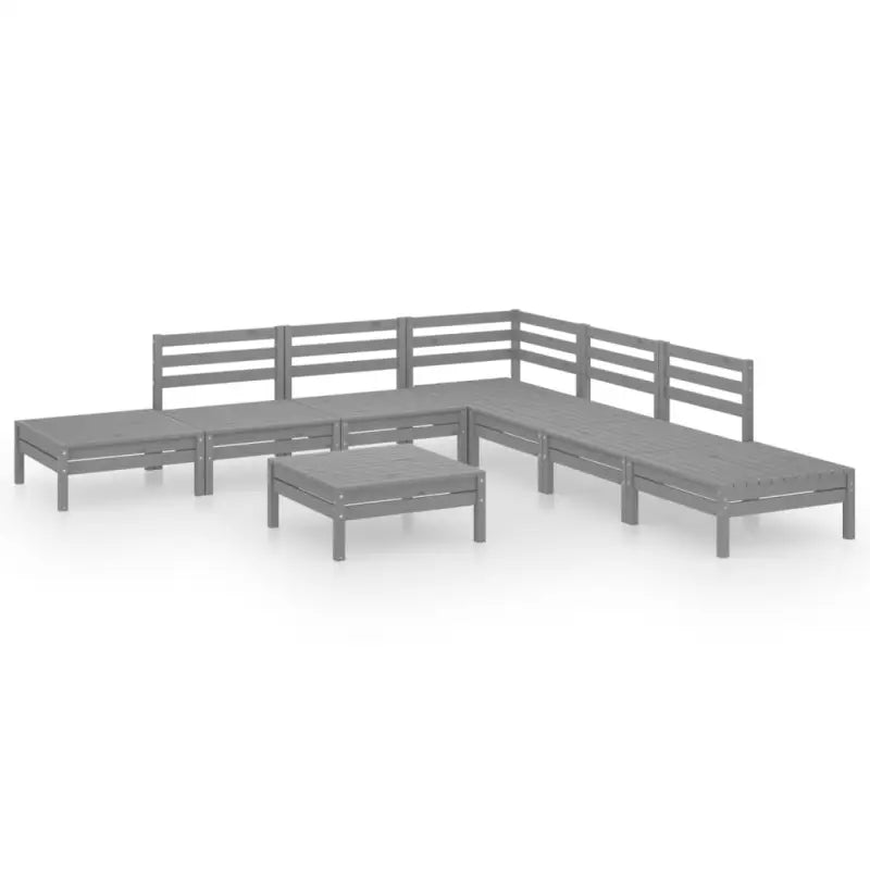 Houten tuinset met voetenbank en tafel van massief grenenhout - Grijs - Tuinsets