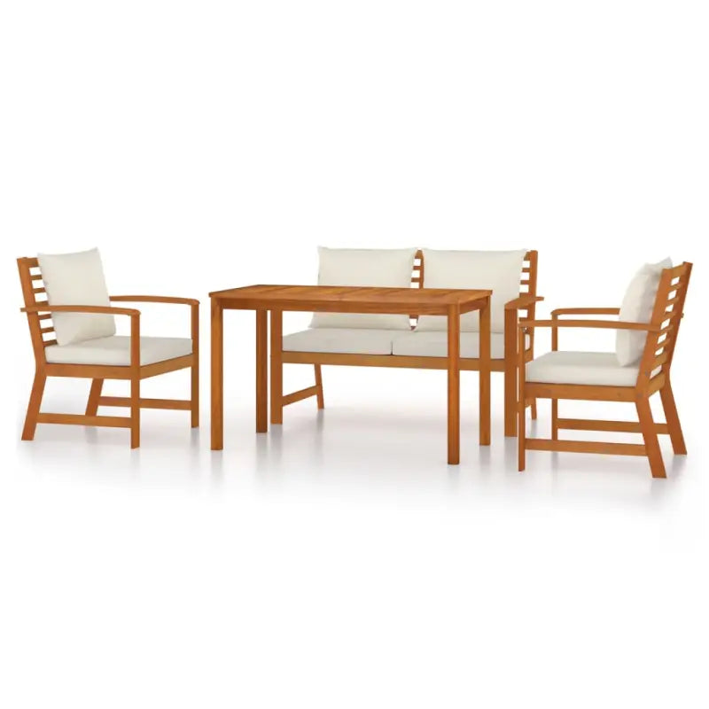 Houten tuinset van massief acaciahout met olieafwerking en comfortabele kussens - Tuinsets