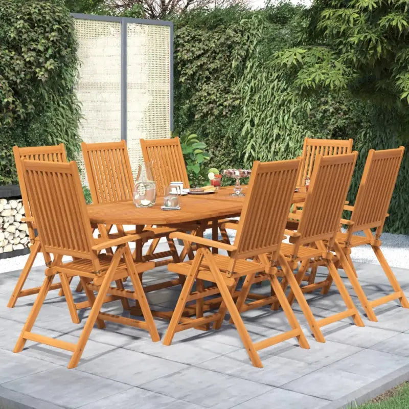 Houten tuinset van massief acaciahout voor buitenplezier - ovaal - Tuinsets