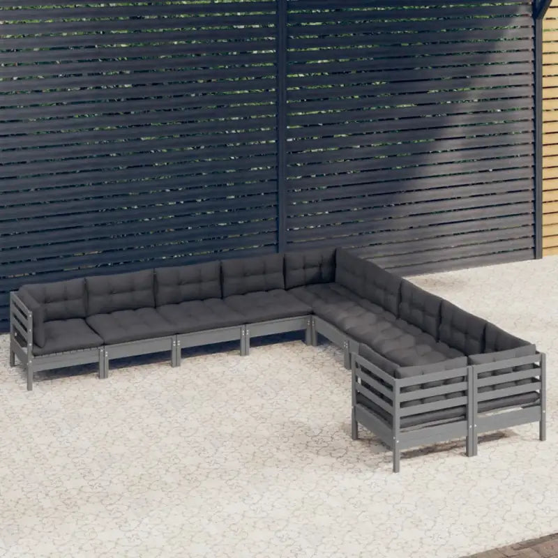 Houten tuinset van massief grenenhout met comfortabele rug- en zijkussens - Grijs - Tuinsets