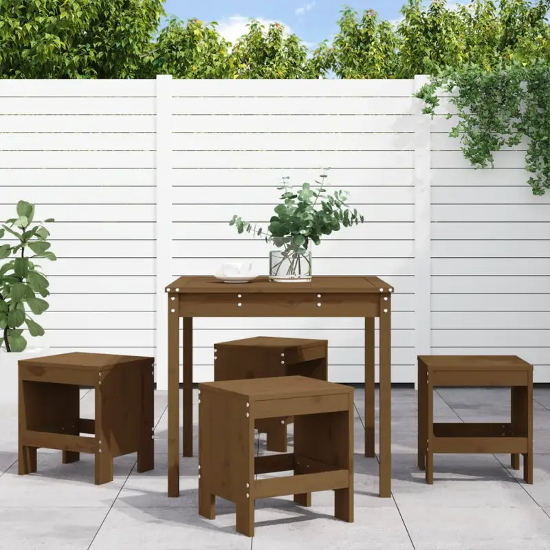 Houten tuinset van massief grenenhout met stevig blad voor tuin en terras - Tuinsets