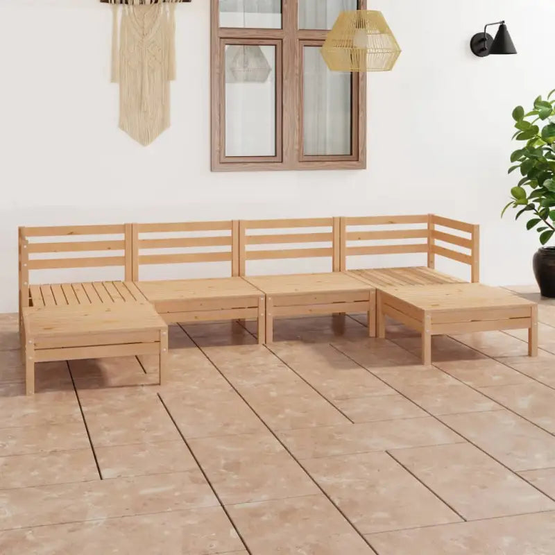 Houten tuinset van massief grenenhout met tafel en voetenbank - Naturel - Tuinsets