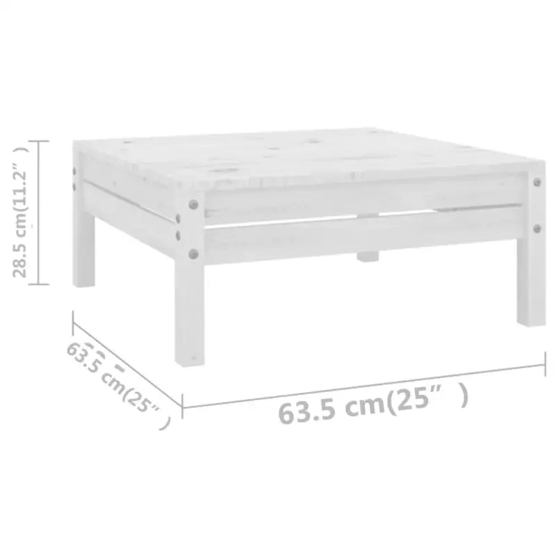 Houten tuinset van massief grenenhout met tafel en voetenbank - Wit - Tuinsets
