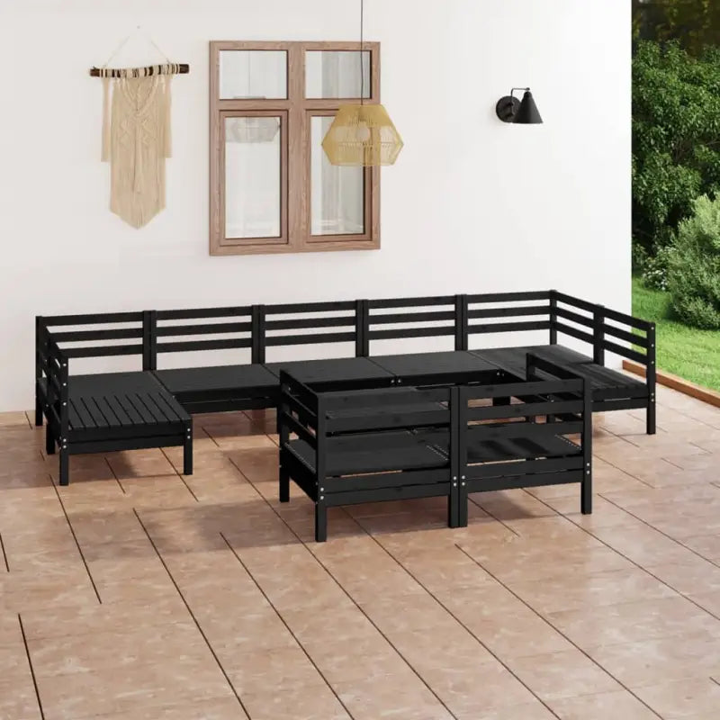 Houten tuinset van massief grenenhout met tafel en voetenbank - Zwart - Tuinsets