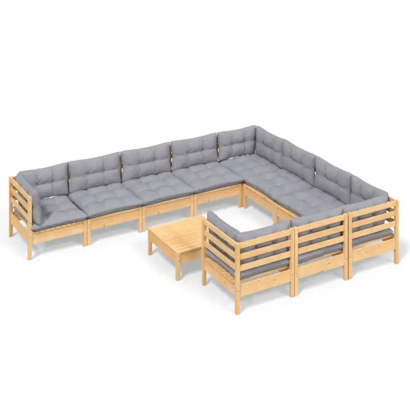 Houten tuinset van massief grenenhout met voetenbank en comfortabele kussens - Tuinsets