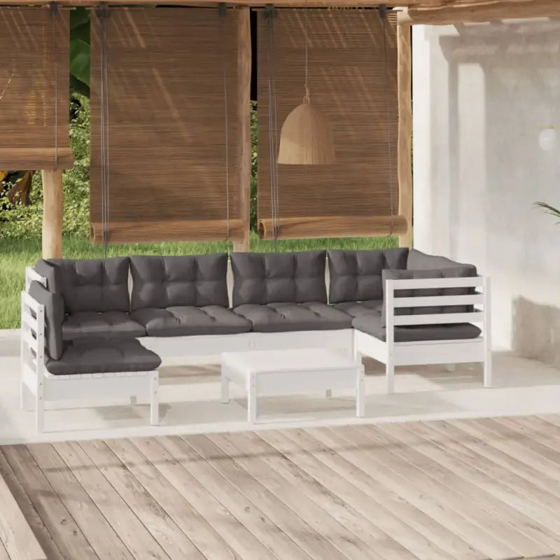 Houten tuinset van massief grenenhout met voetenbank en rugkussens - Tuinsets