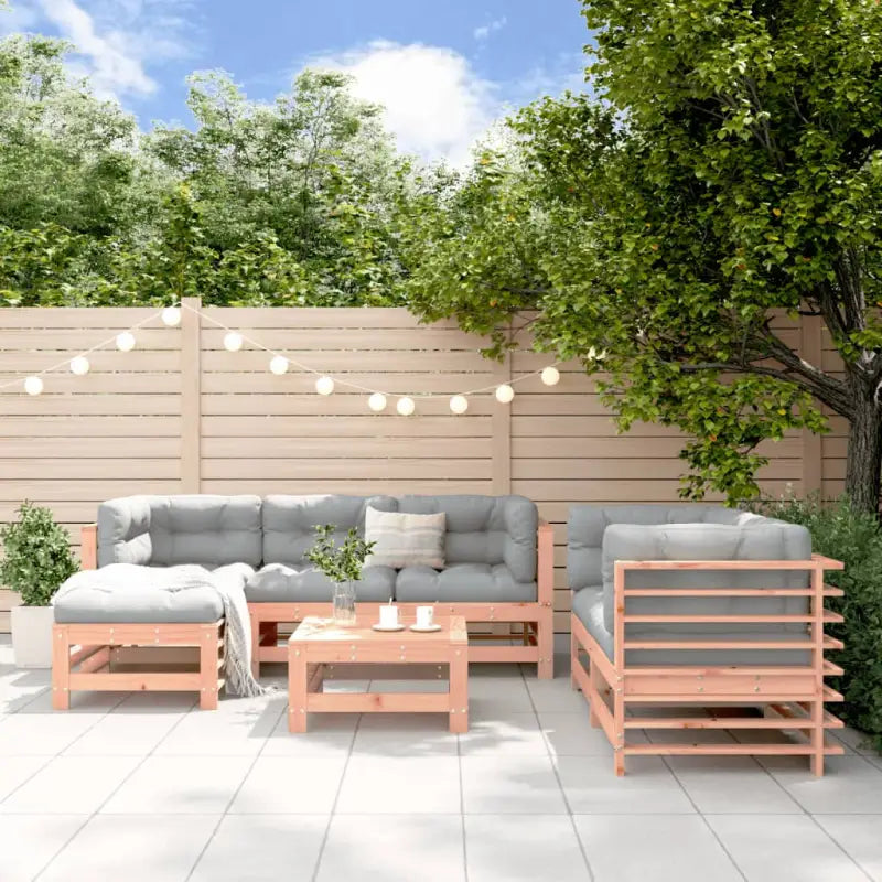 Houten tuinset van massief grenenhout met voetenbank en salontafel - Natuurlijk douglashout - Tuinsets