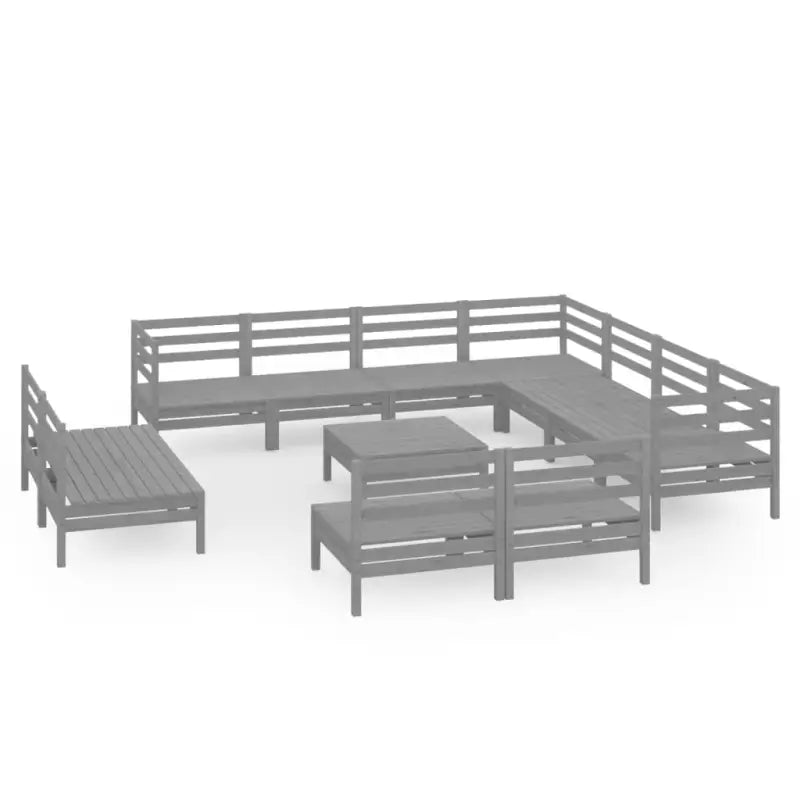 Houten tuinset van massief grenenhout met voetenbank en tafel - Grijs - Tuinsets